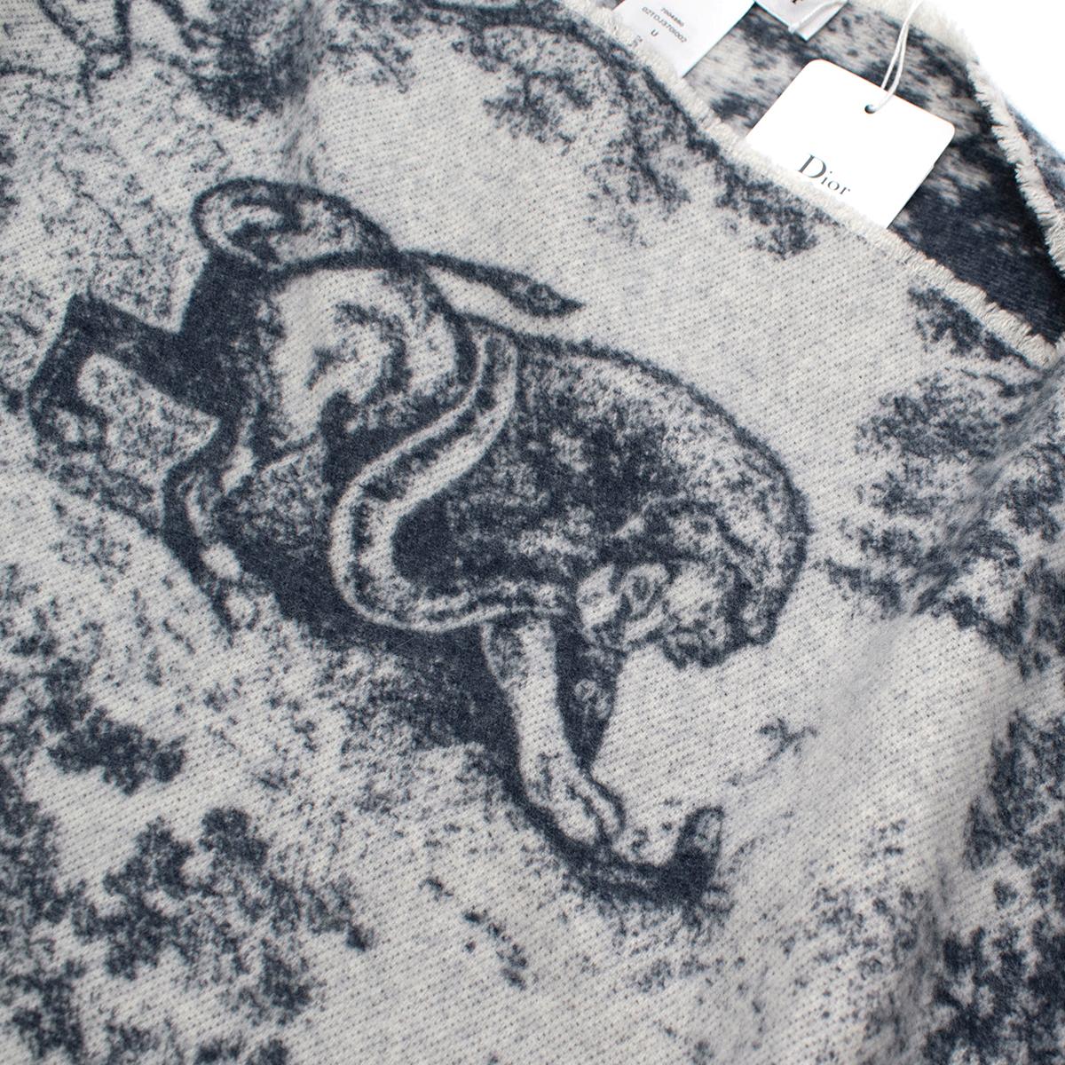 Dior Blauer Toile de Jouy Kaschmir-Poncho 1
