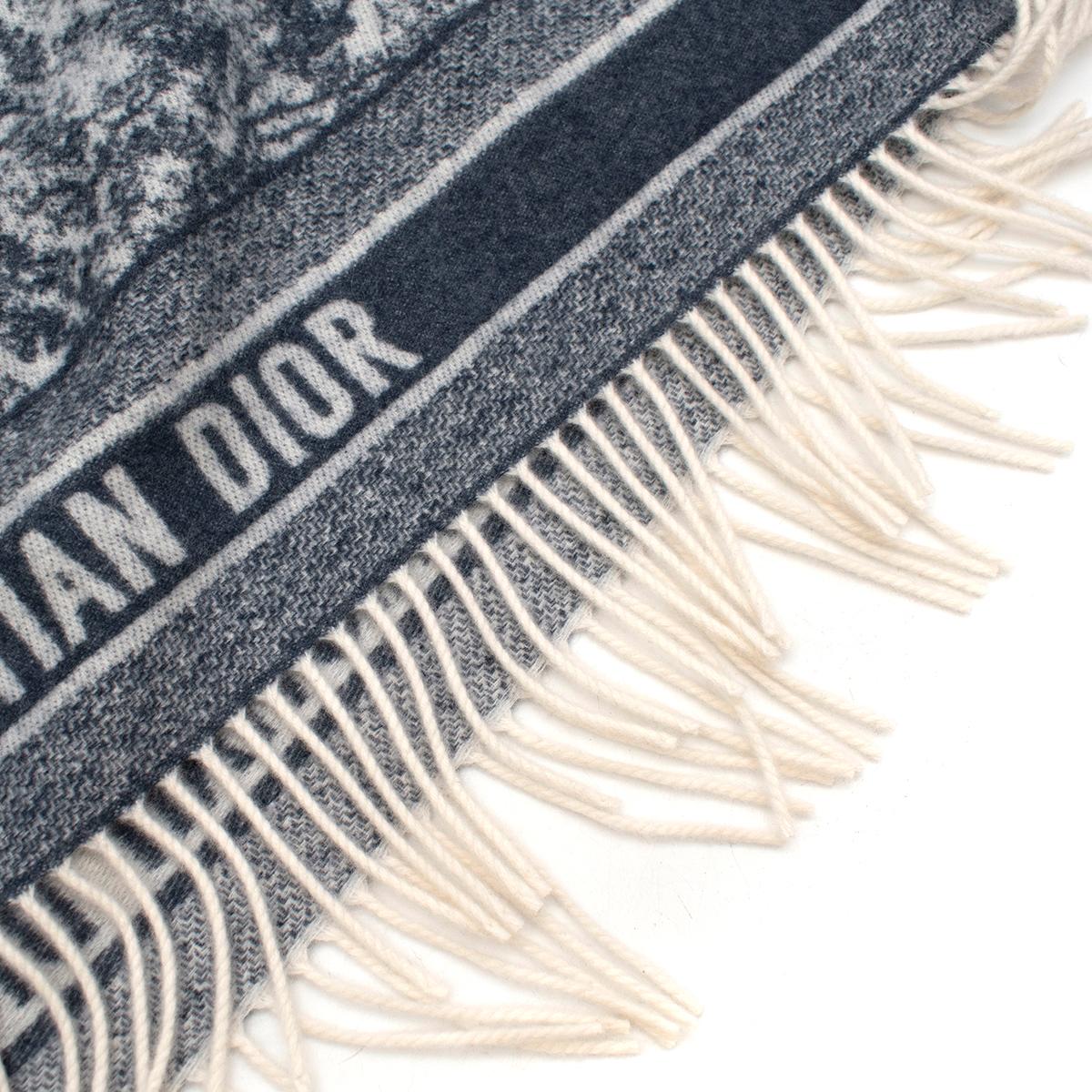 Dior Blauer Toile de Jouy Kaschmir-Poncho 2