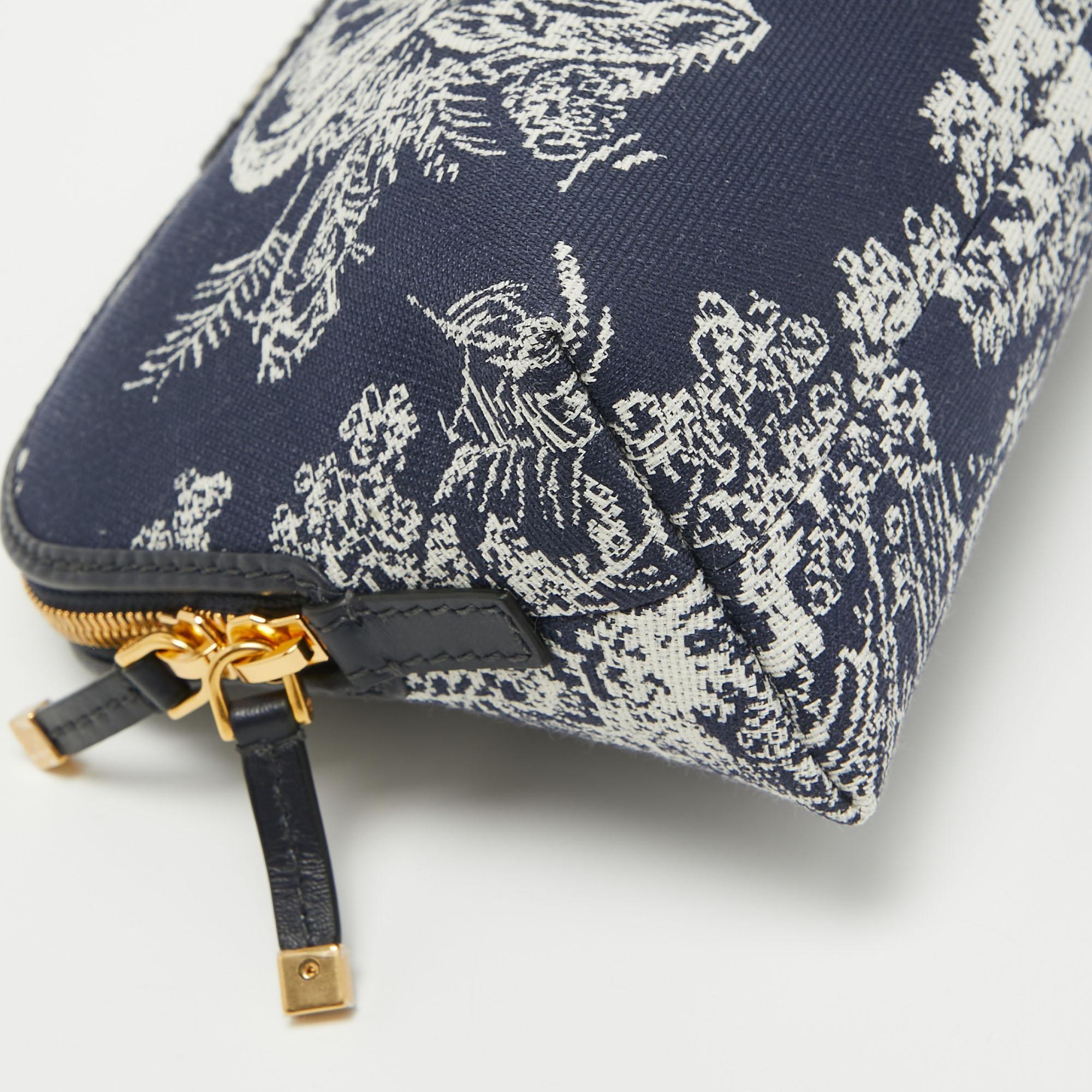 Dior Blue Toile de Jouy Reverse Jacquard Canvas 30 Montaigne Cosmetic Pouch 7