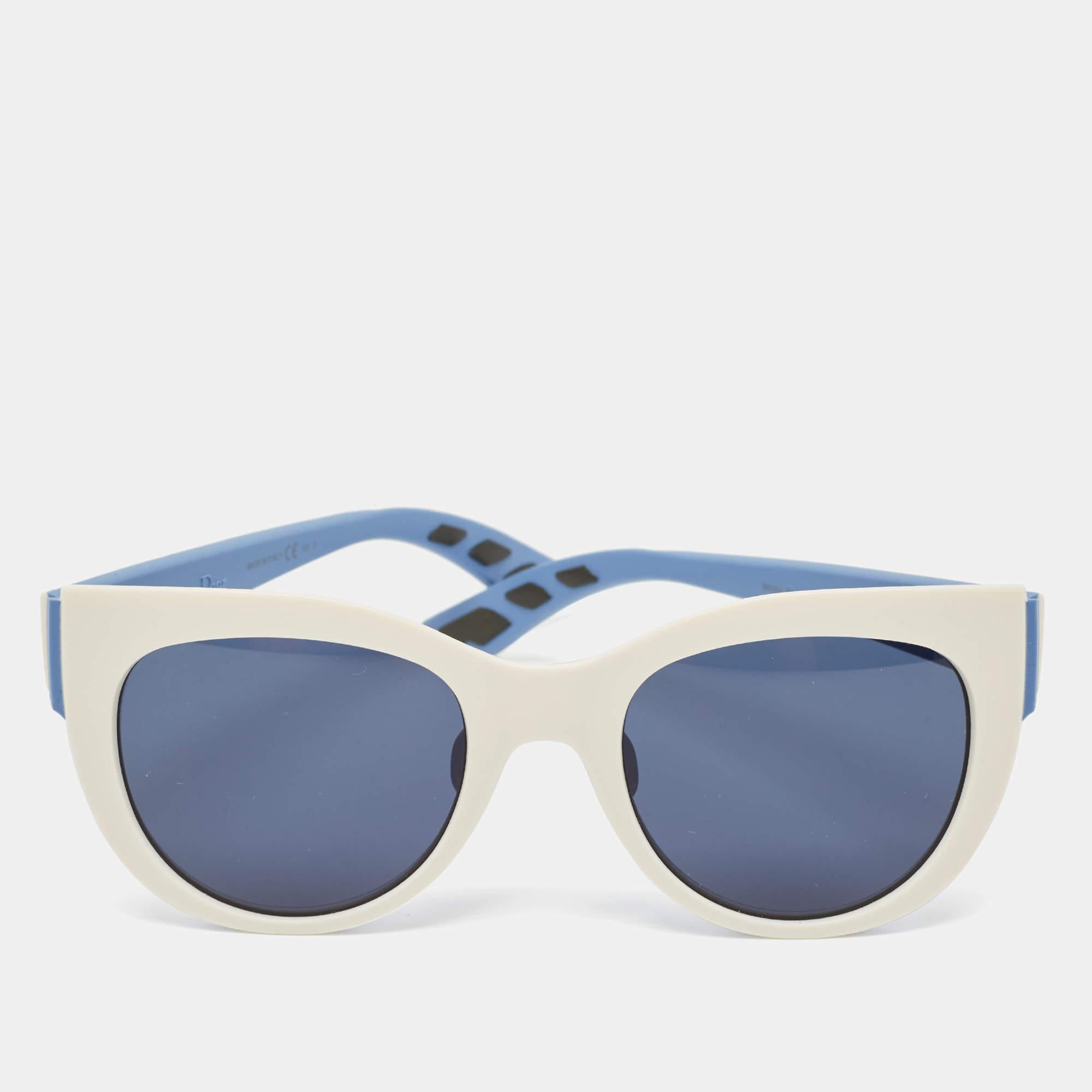 Dior Blau/Weiß BRKKU Decale1 Katzenaugen-Sonnenbrille Damen im Angebot