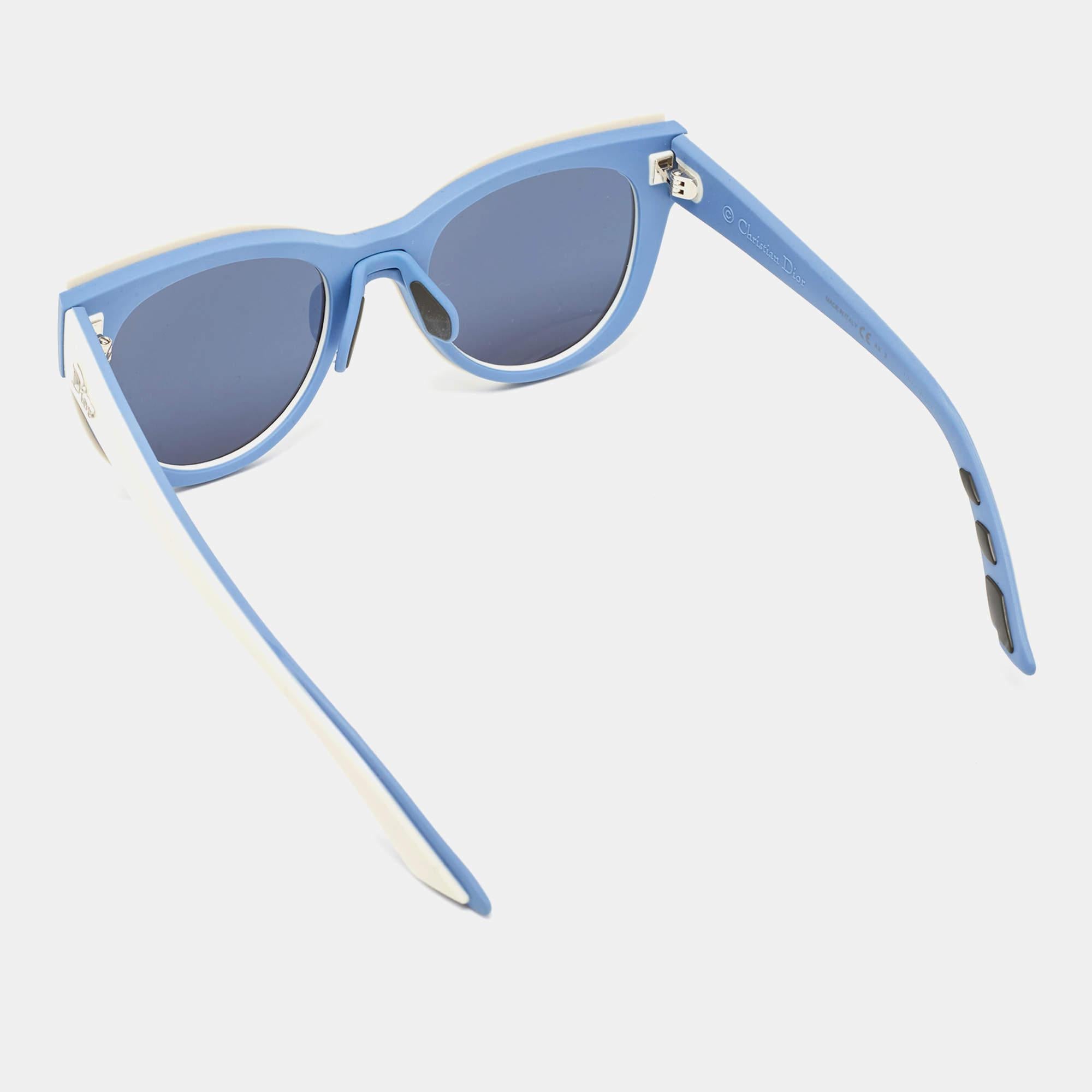 Dior Blue/White BRKKU Decale1 Cat Eye Sunglasses For Sale 2