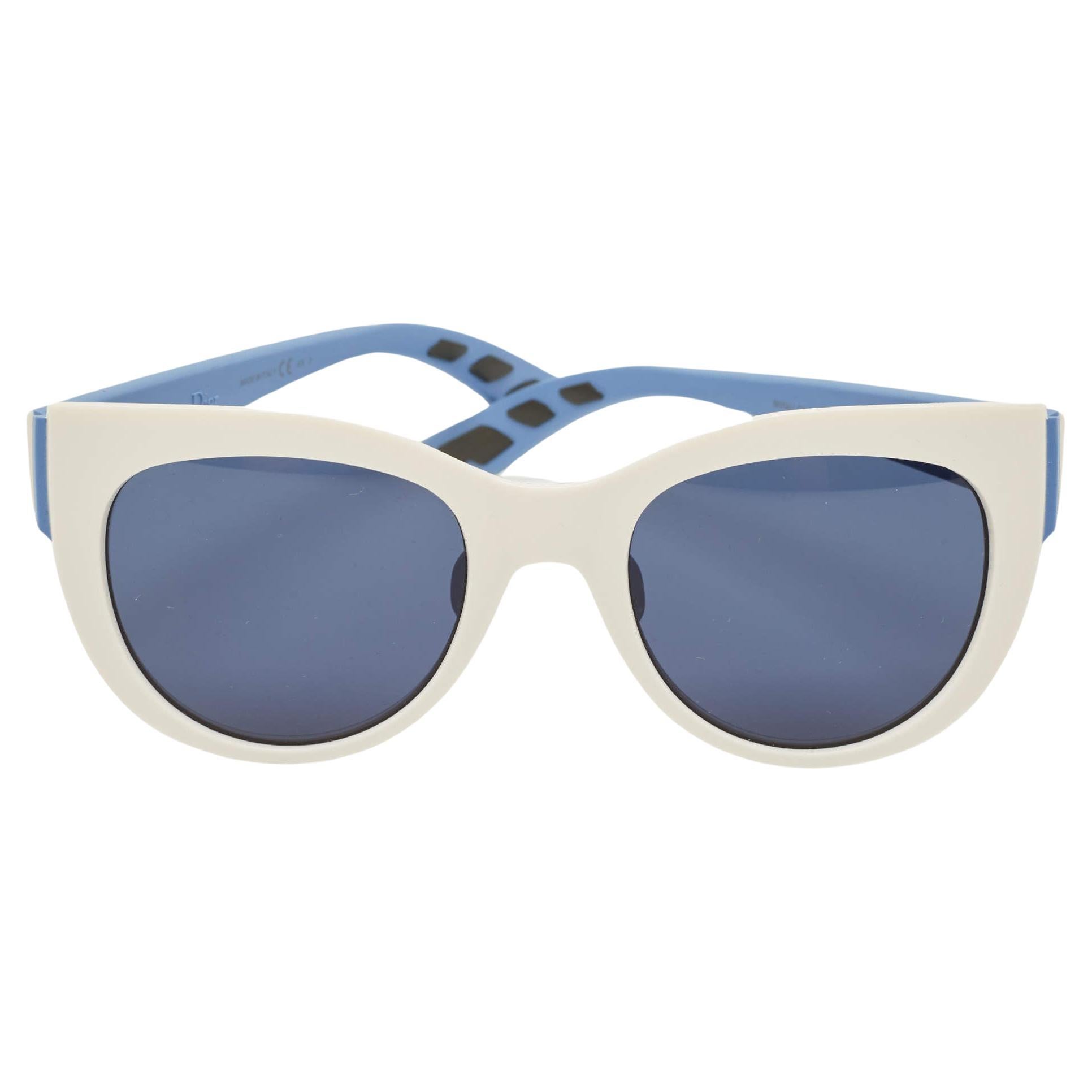Dior Blau/Weiß BRKKU Decale1 Katzenaugen-Sonnenbrille im Angebot