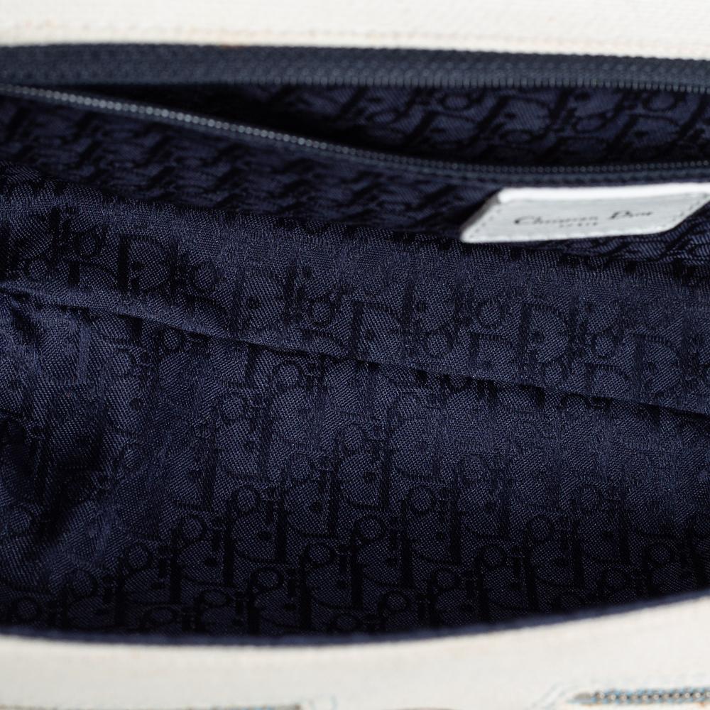 Dior Blau/Weißes Canvas Flap Baguette 6