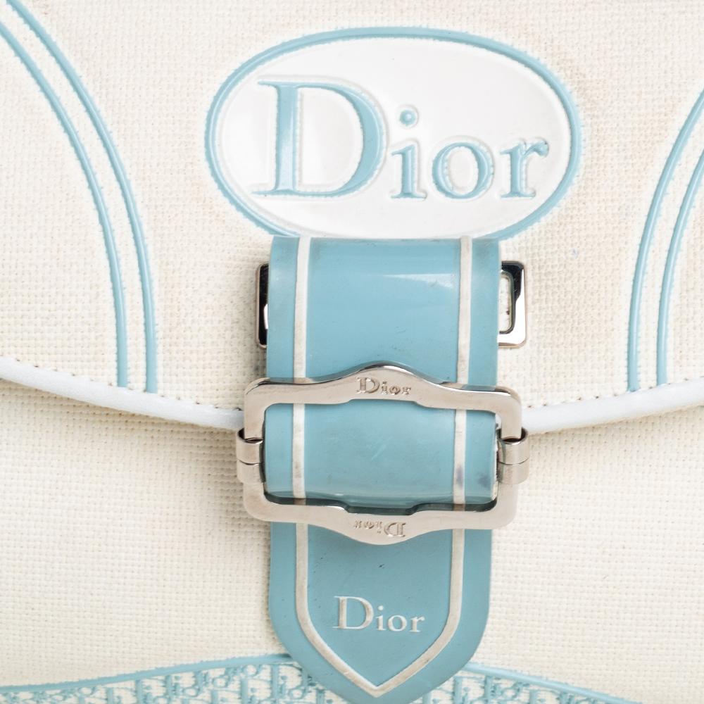 Dior Blau/Weißes Canvas Flap Baguette 1