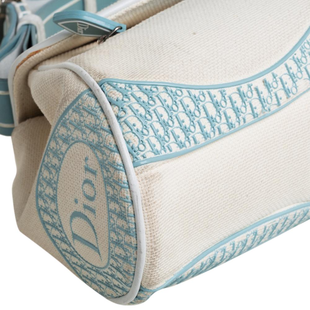 Dior Blau/Weißes Canvas Flap Baguette 4