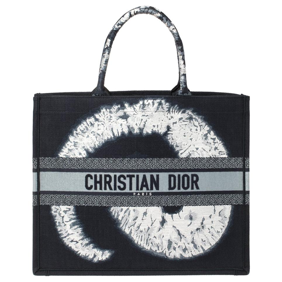 Dior Blue/White Canvas Tie Dye Book Tote at 1stDibs
