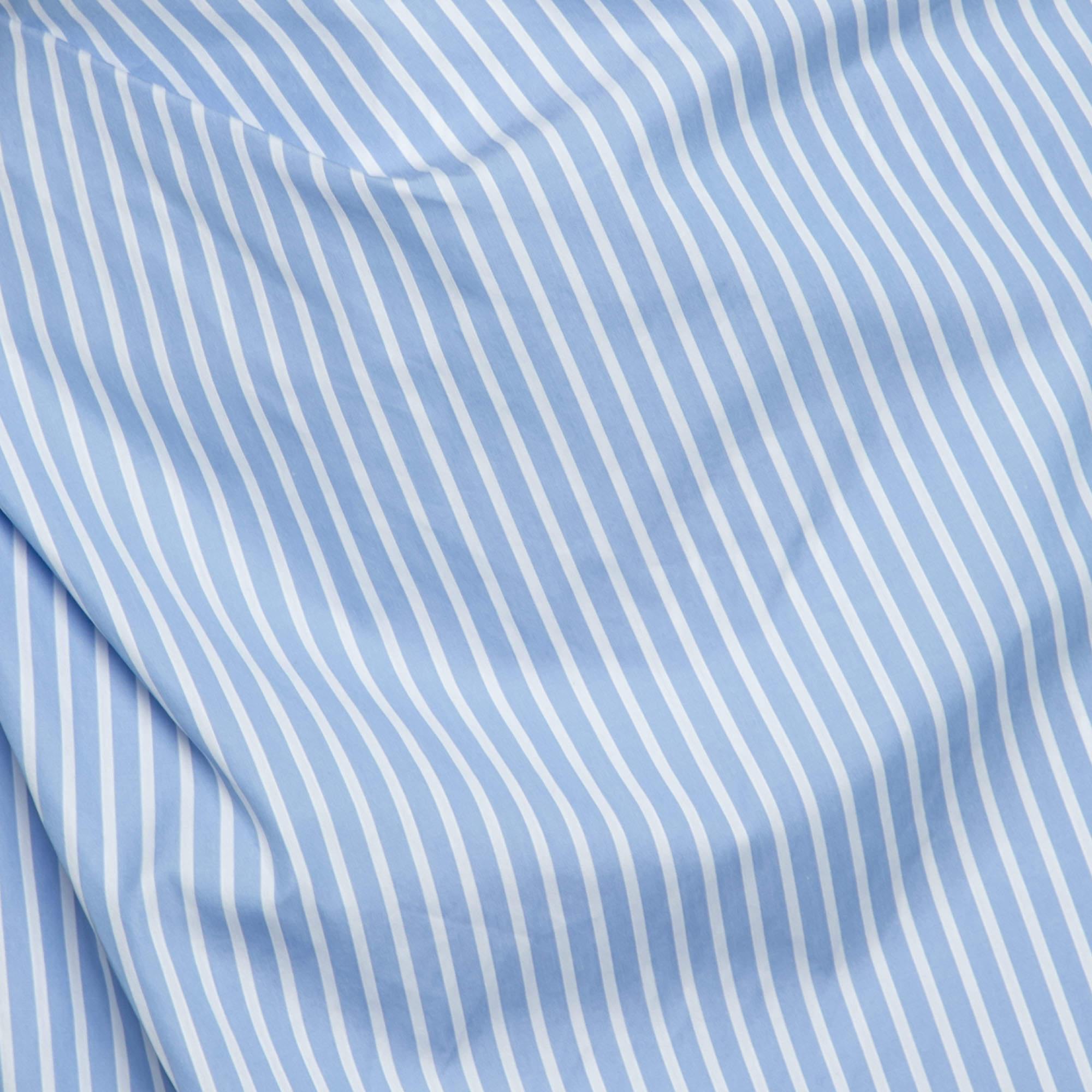 Dior Blue & White Striped Cotton Asymmetric Skirt M In Good Condition In Dubai, Al Qouz 2