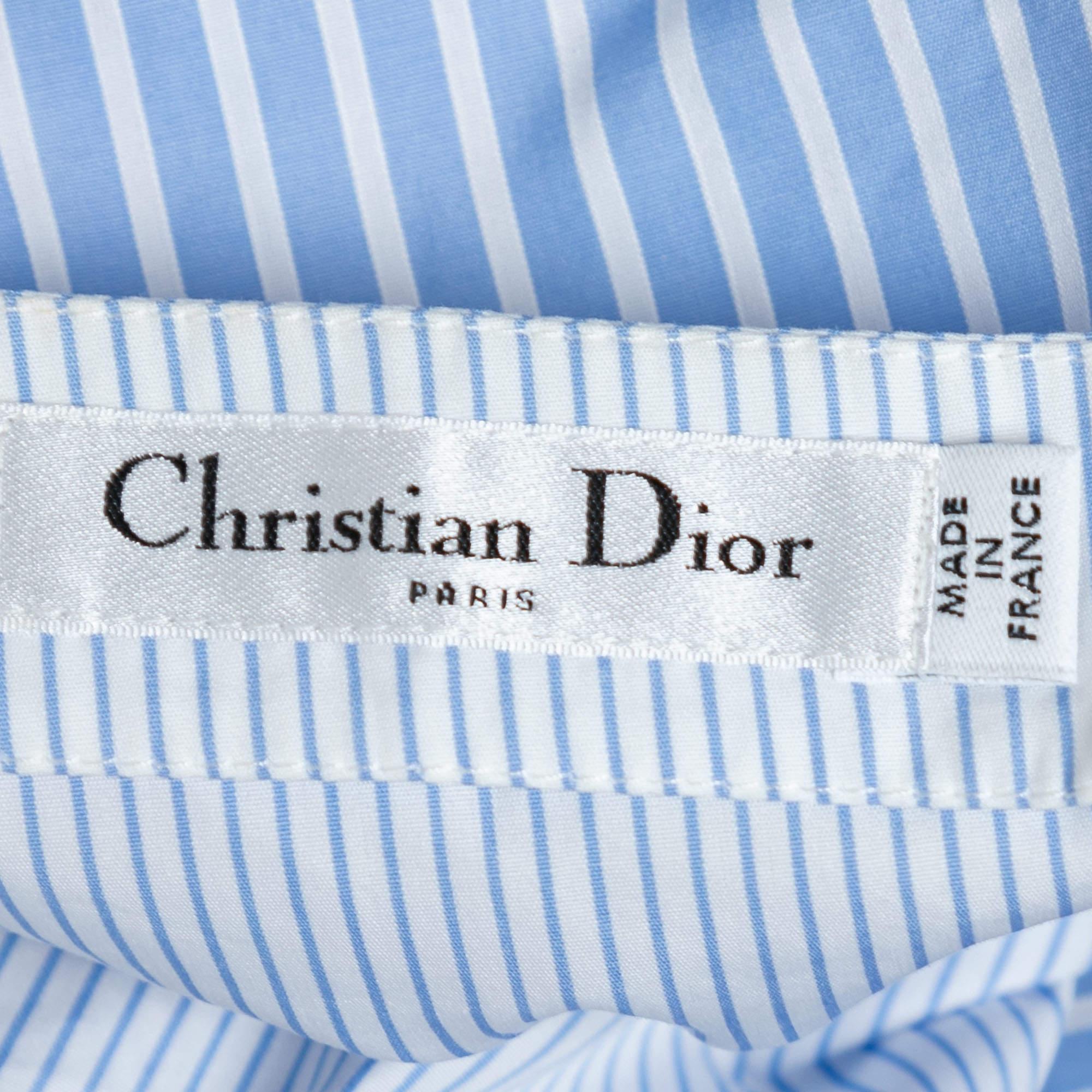 Dior Blue & White Striped Cotton Asymmetric Skirt M 1