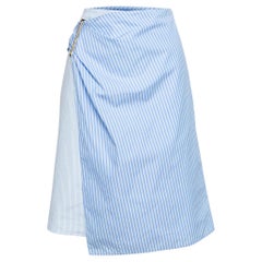 Dior Blue & White Striped Cotton Asymmetric Skirt M