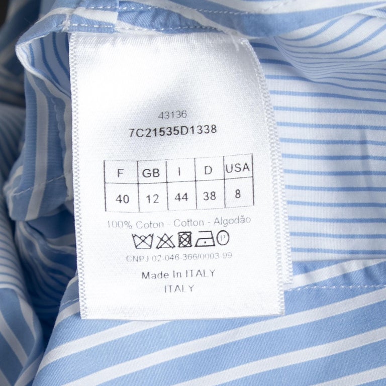 Dior Blue and White Striped Cotton Button Front Shirt M For Sale at 1stDibs