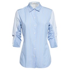 Dior Blue & White Striped Cotton Button Front Shirt M