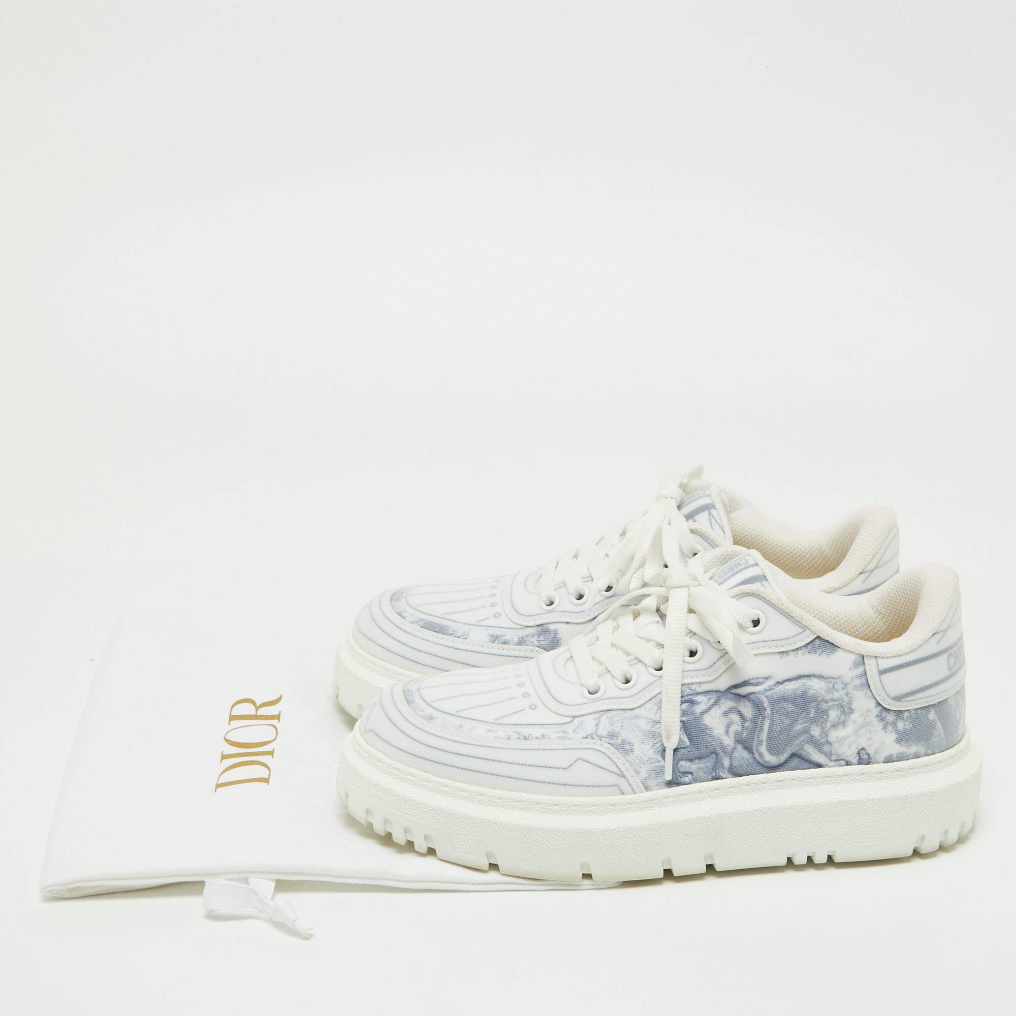 Dior Blue/White Toile De Jouy Technical Fabric Addict Sneakers 4