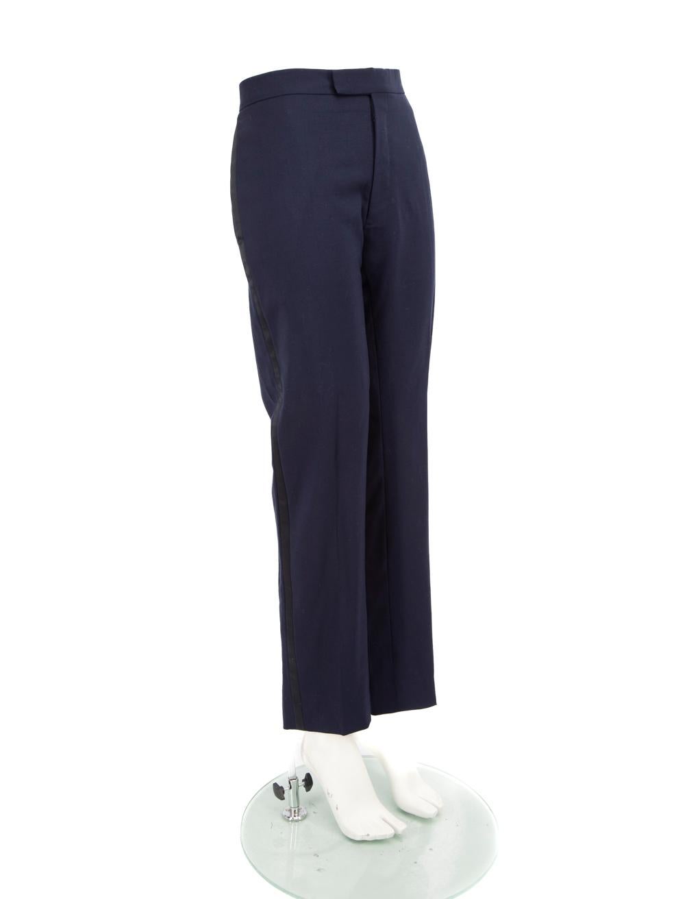 CONDITION is Very good. Minimal wear to the trousers is evident, there is a small pluck to the weave on the left leg next to the satin panel and there is also a small hole on the left leg near the crotch area onthis Dior designer resale item. Please