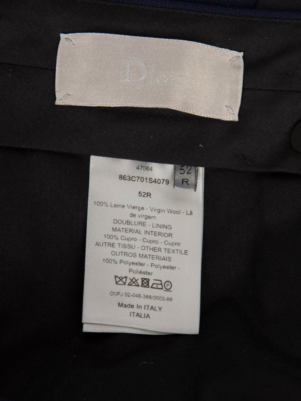 Dior Blue Wool Straight Fit Trousers Size XXL For Sale 3