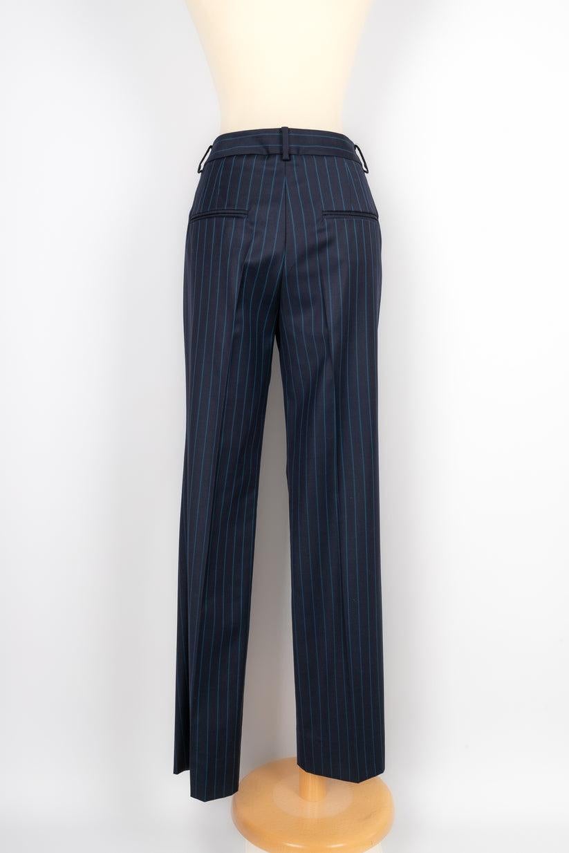 Pantalon rayé en laine bleue de Dior, 2008 Excellent état - En vente à SAINT-OUEN-SUR-SEINE, FR