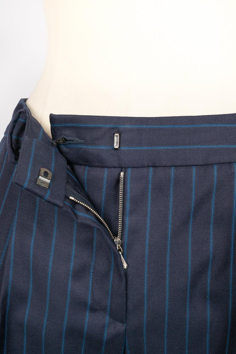 Dior Blue Wool Striped Pants, 2008 For Sale 1