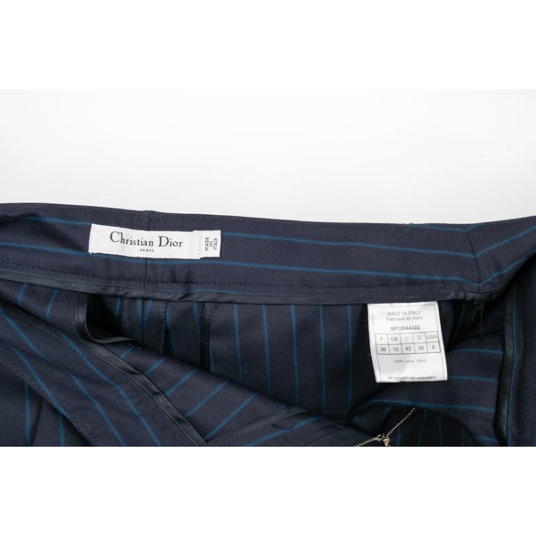 Dior Blue Wool Striped Pants, 2008 For Sale 3