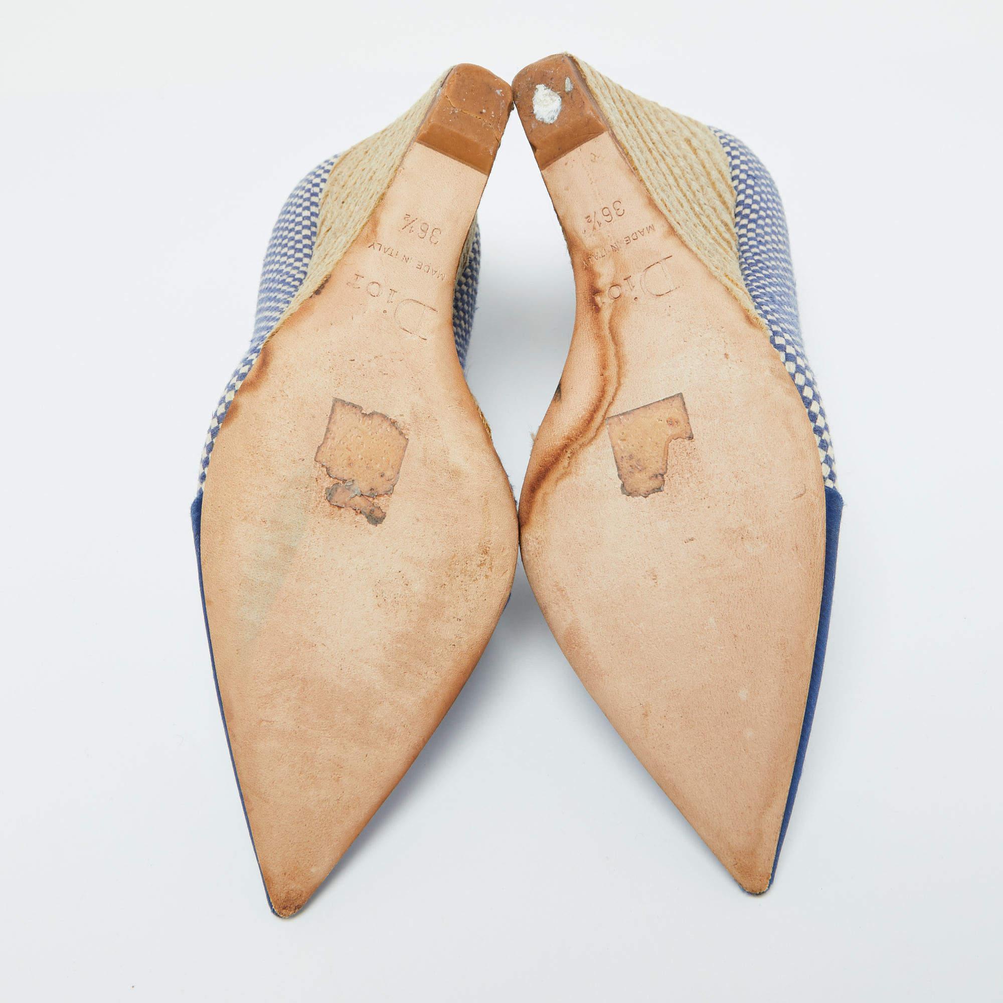 Dior escarpins compensés Dolce Vita Espadrille en toile tissée bleue taille 36,5 1
