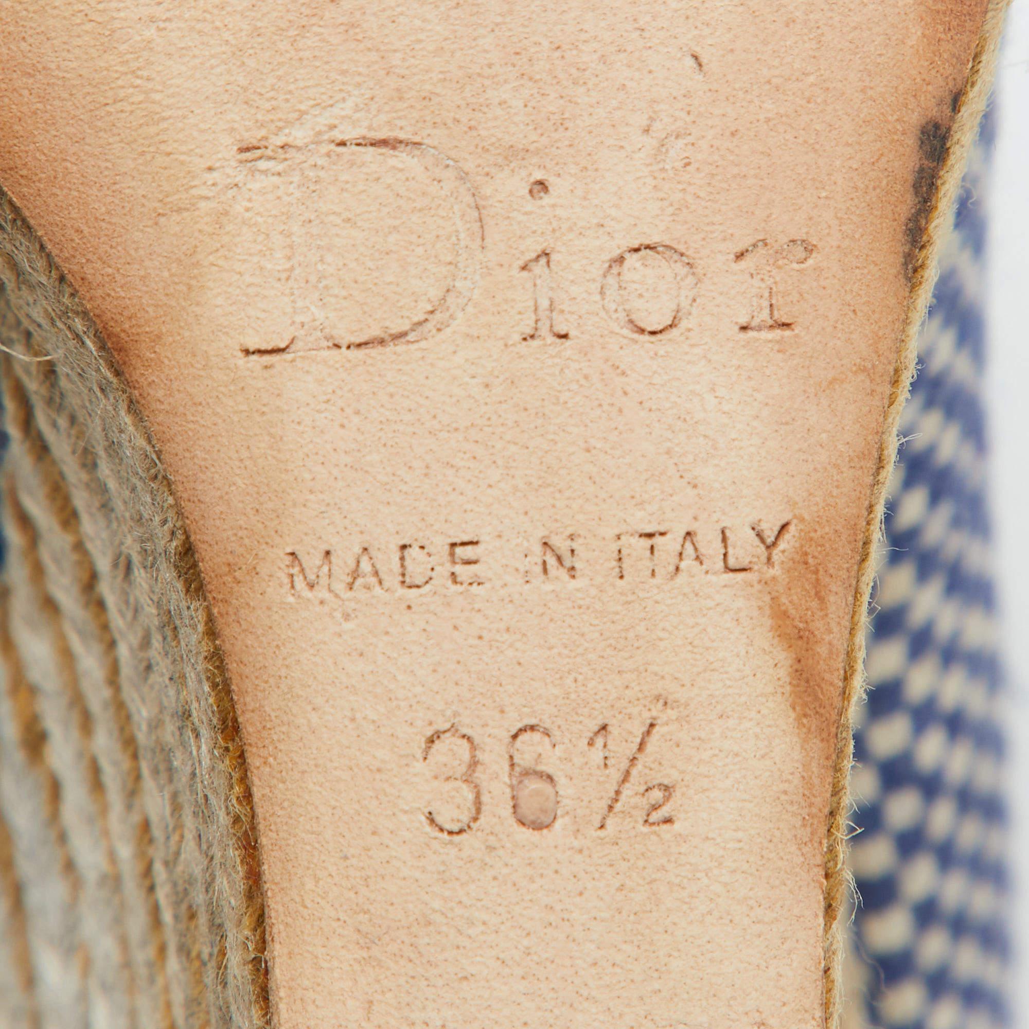 Dior escarpins compensés Dolce Vita Espadrille en toile tissée bleue taille 36,5 3