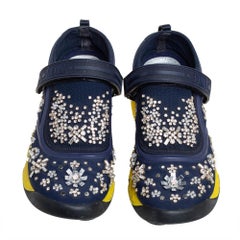Dior Blue/Yellow Rubber And Fabric Fusion Sneaker Size 37.5