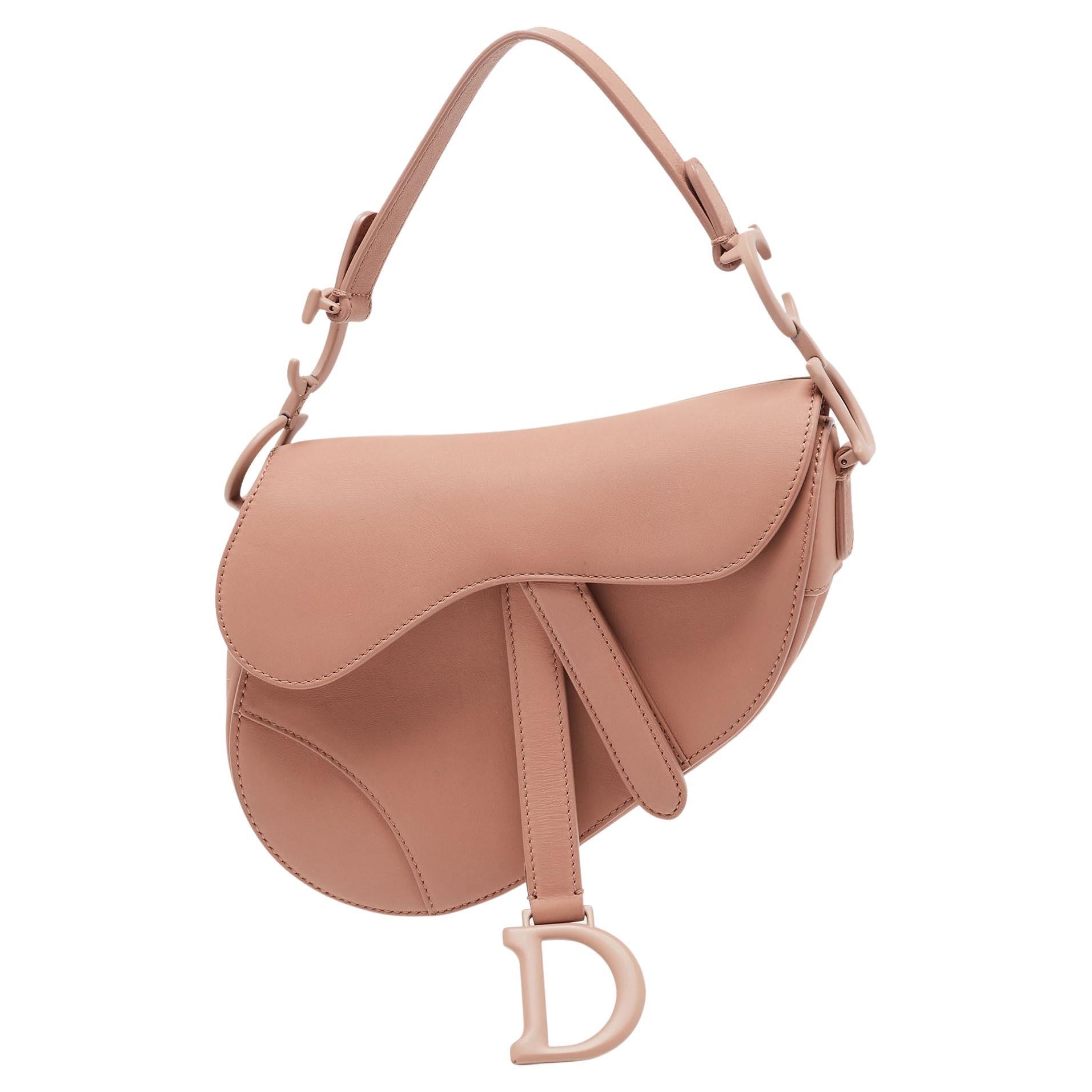 Dior Blush Beige Leather Ultramatte Saddle Shoulder Bag