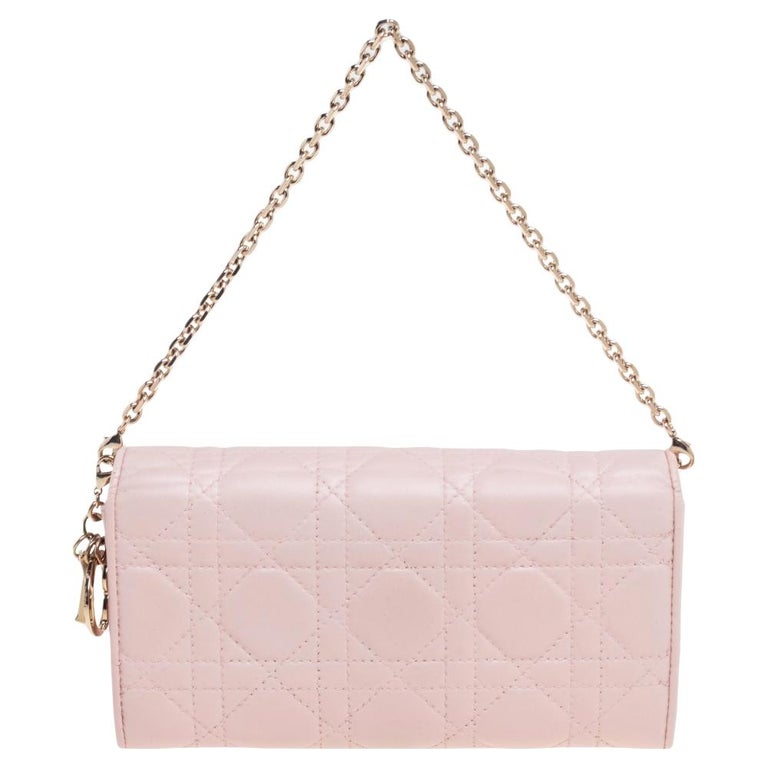 Saddle wallet on chain leather mini bag Dior Pink in Leather