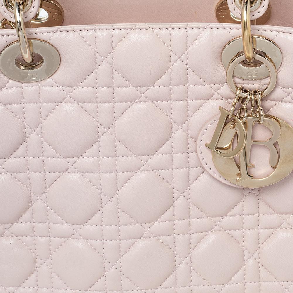 Dior Blush Pink Cannage Leather Medium Lady Dior Tote 1