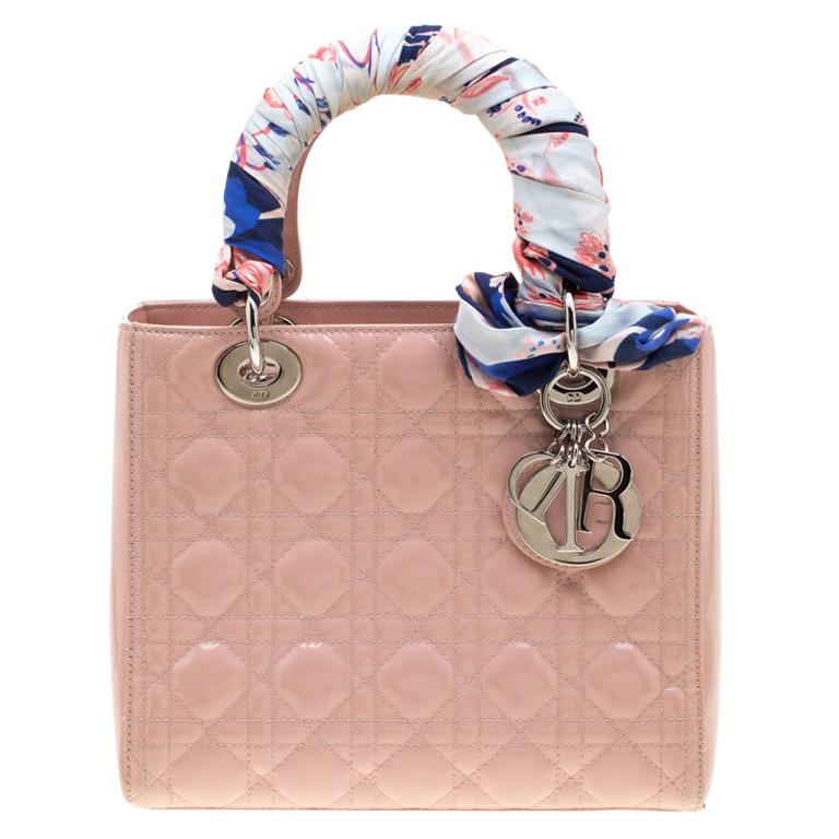 Dior Blush Pink Cannage Patent Leather Medium Lady Dior Top Handle Bag For  Sale at 1stDibs