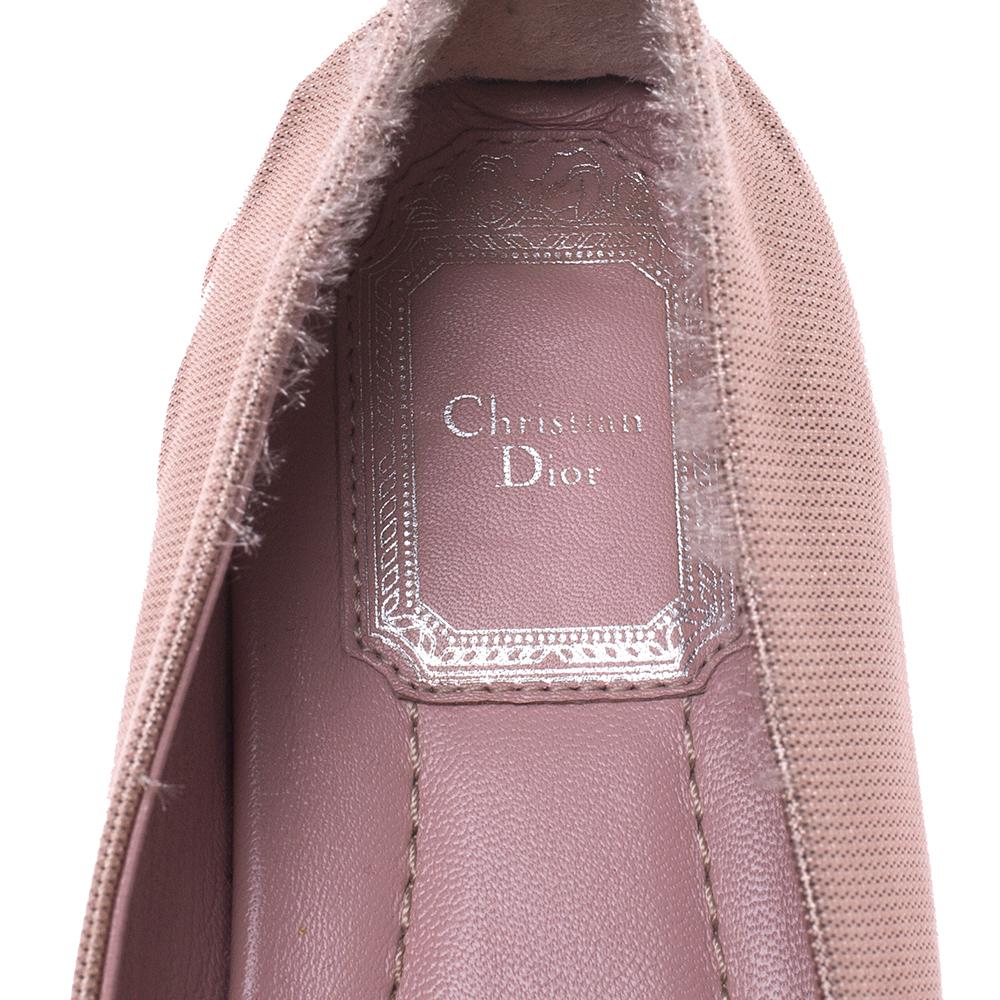 Dior Blush Pink Embellished Fabric Espadrilles Size 37 In Good Condition In Dubai, Al Qouz 2