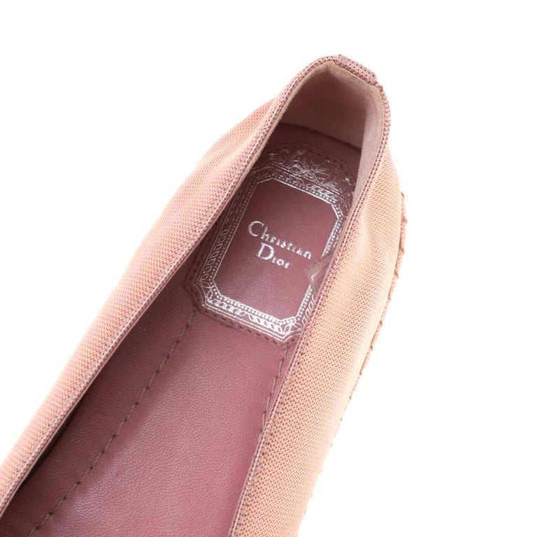 Dior Blush Pink Embellished Fabric Espadrilles Size 38 For Sale at 1stDibs