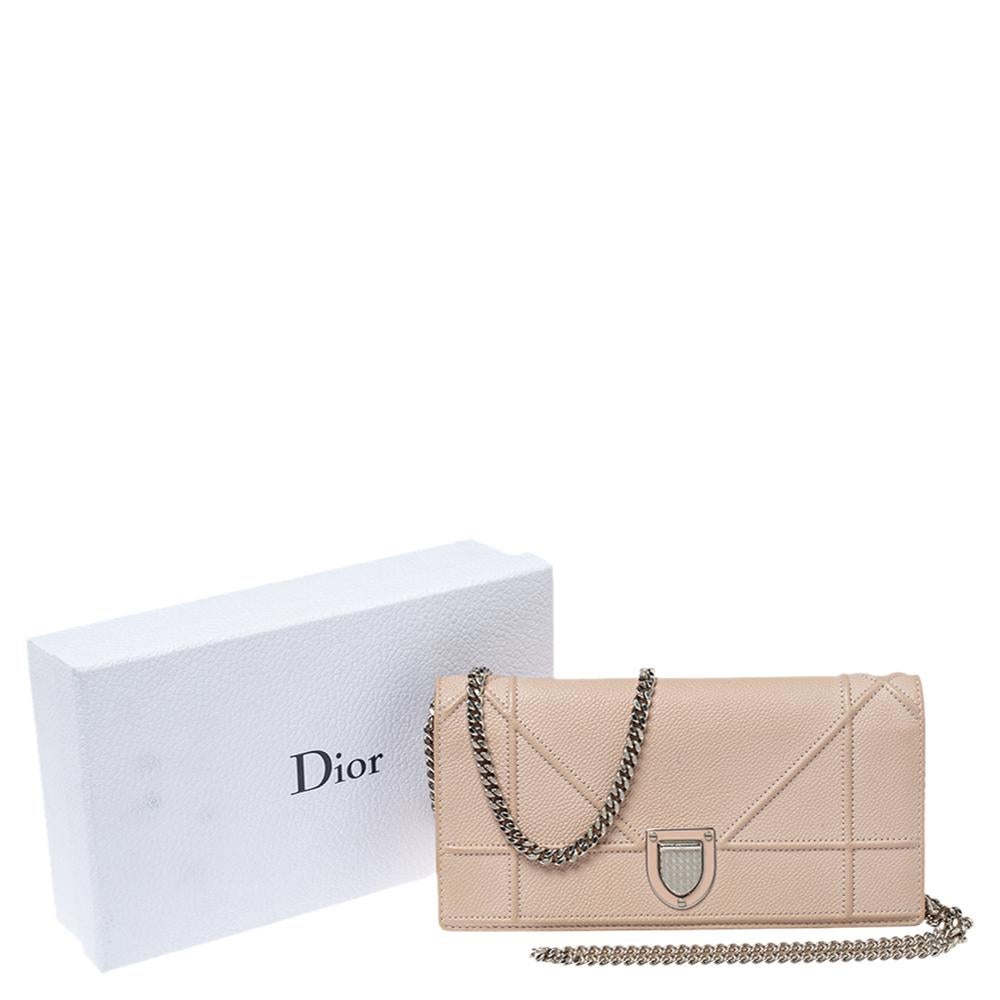 Dior Blush Pink Leather Diorama Wallet On Chain 6