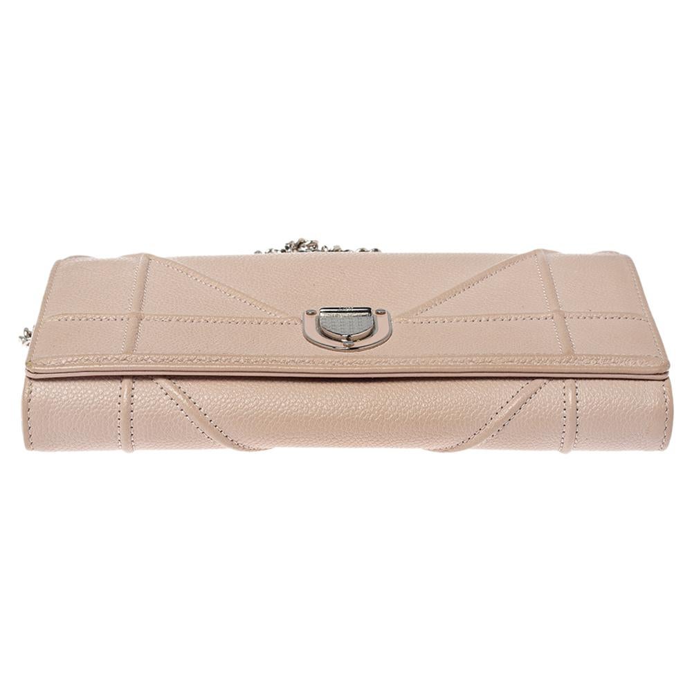 Women's Dior Blush Pink Leather Diorama Wallet On Chain