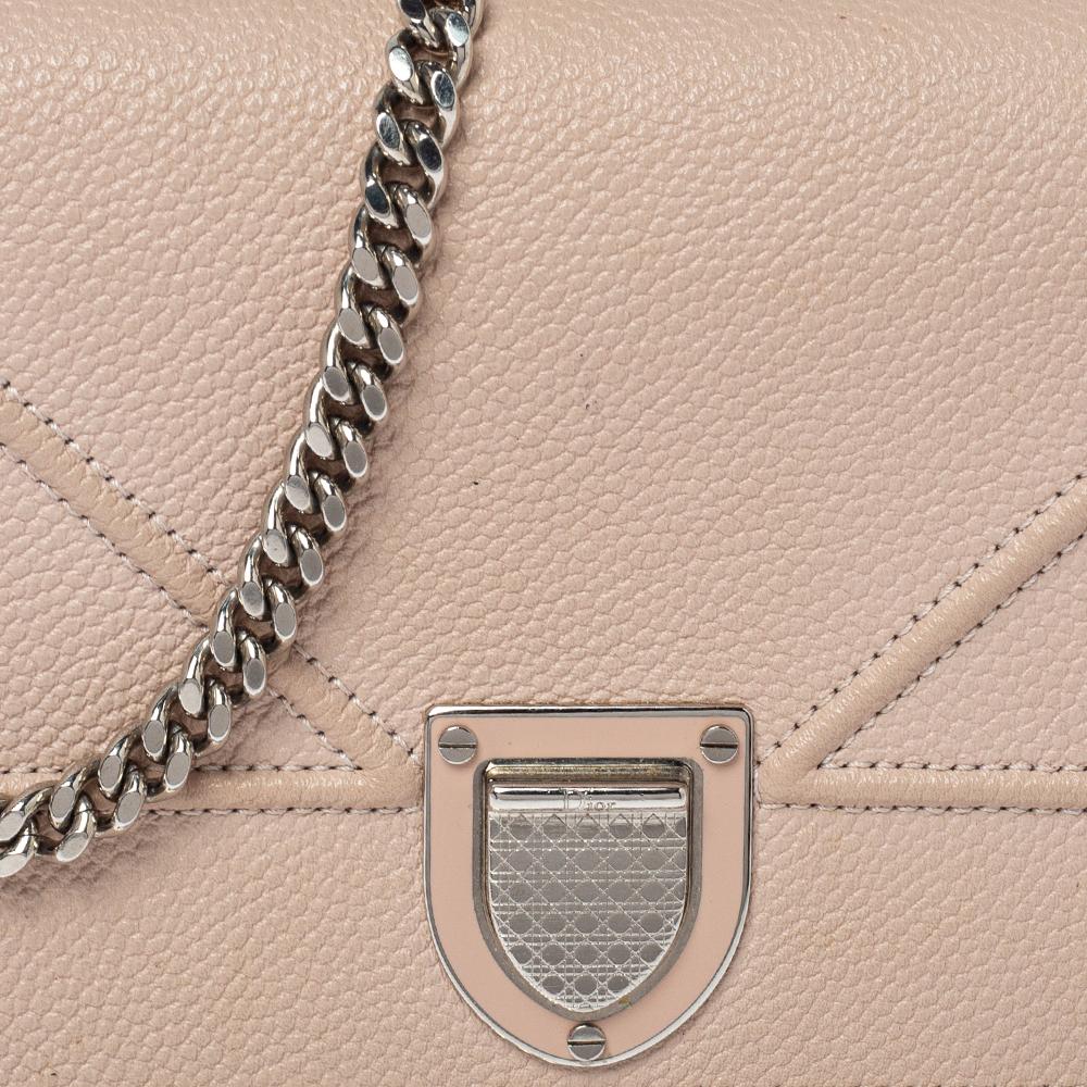 Dior Blush Pink Leather Diorama Wallet On Chain 2