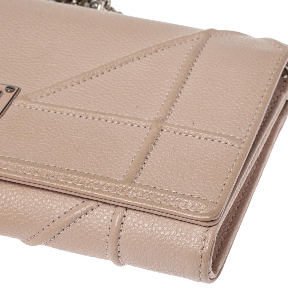 Dior Blush Pink Leather Diorama Wallet On Chain 3