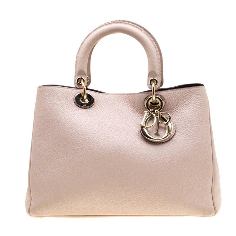 Dior Blush Pink Leather Medium Diorissimo Shopper Tote For Sale at 1stDibs