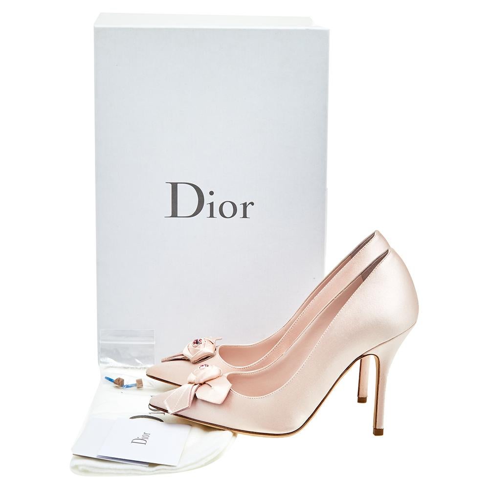 Dior Blush Pink Satin Rose Pointed Toe Pumps Size 35 1