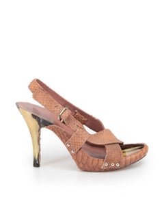 Dior Blush Pink Snakeskin Cross Strap Sandals Size IT 38.5