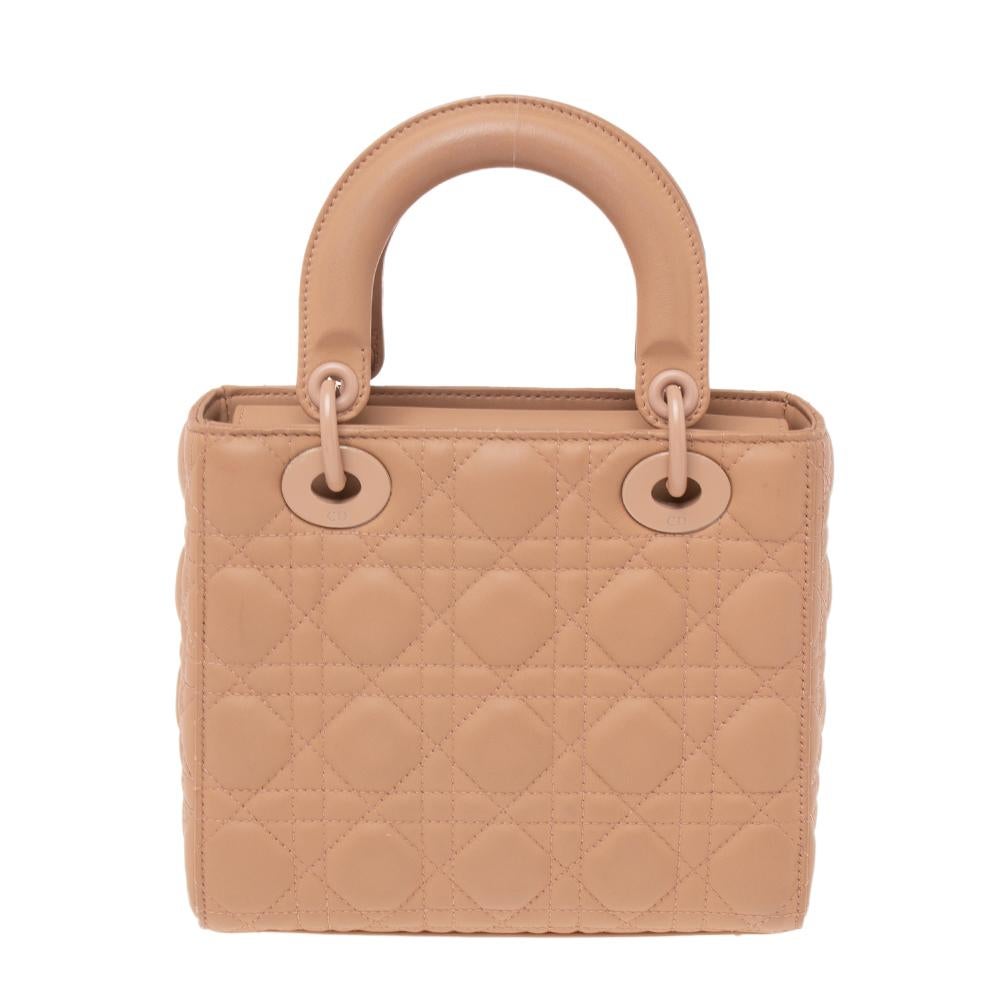Dior Blush Ultramatte Cannage Leather Small My Lady Dior Tote 2