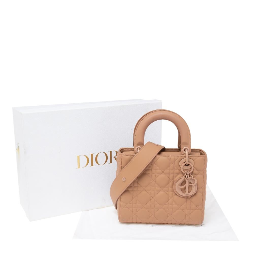 Dior Blush Ultramatte Cannage Leather Small My Lady Dior Tote In Good Condition In Dubai, Al Qouz 2