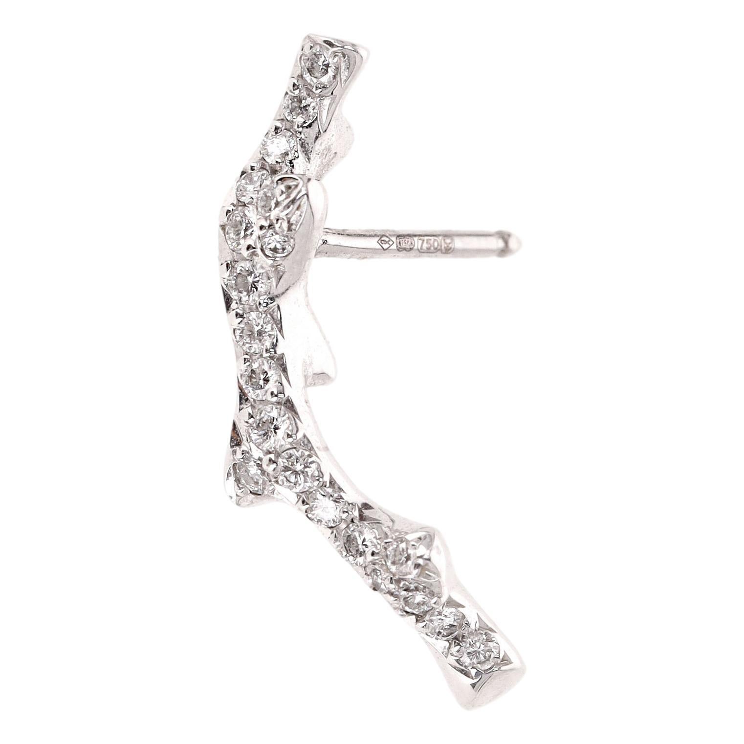 Dior Bois Einzelne Diamant Ohr Climber Ohrring In 18k Weißgold im Zustand „Hervorragend“ im Angebot in London, GB