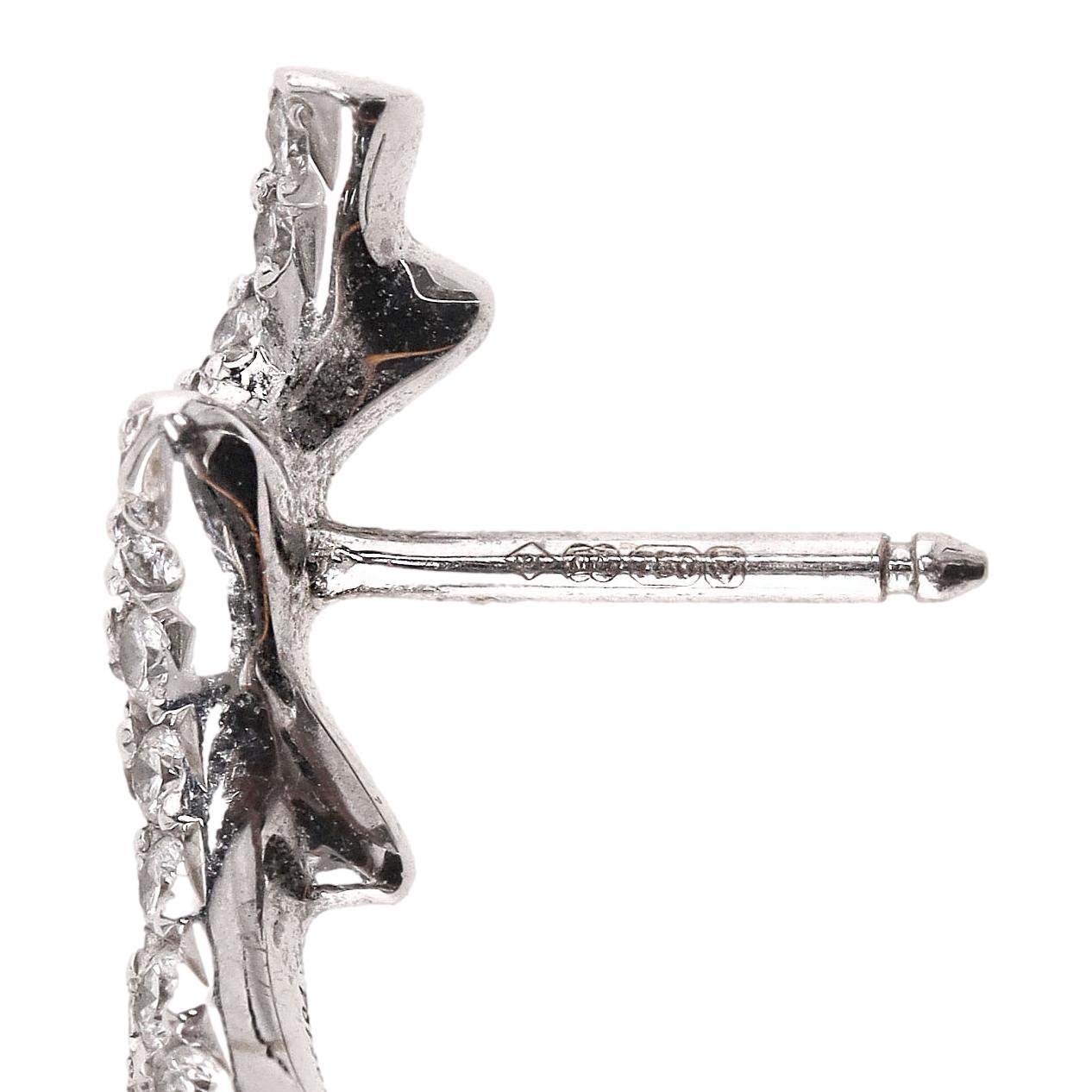 Dior Bois Einzelne Diamant Ohr Climber Ohrring In 18k Weißgold im Angebot 1