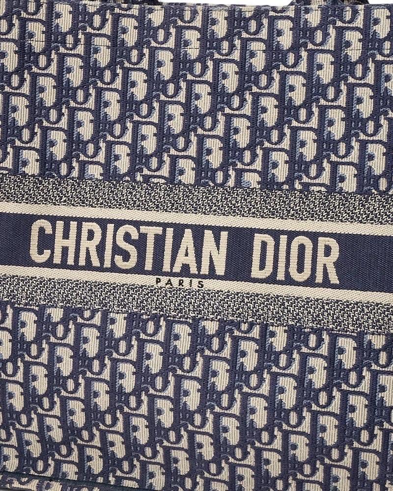 Dior Book Tote Large Jacquard Oblique Blu en vente 8