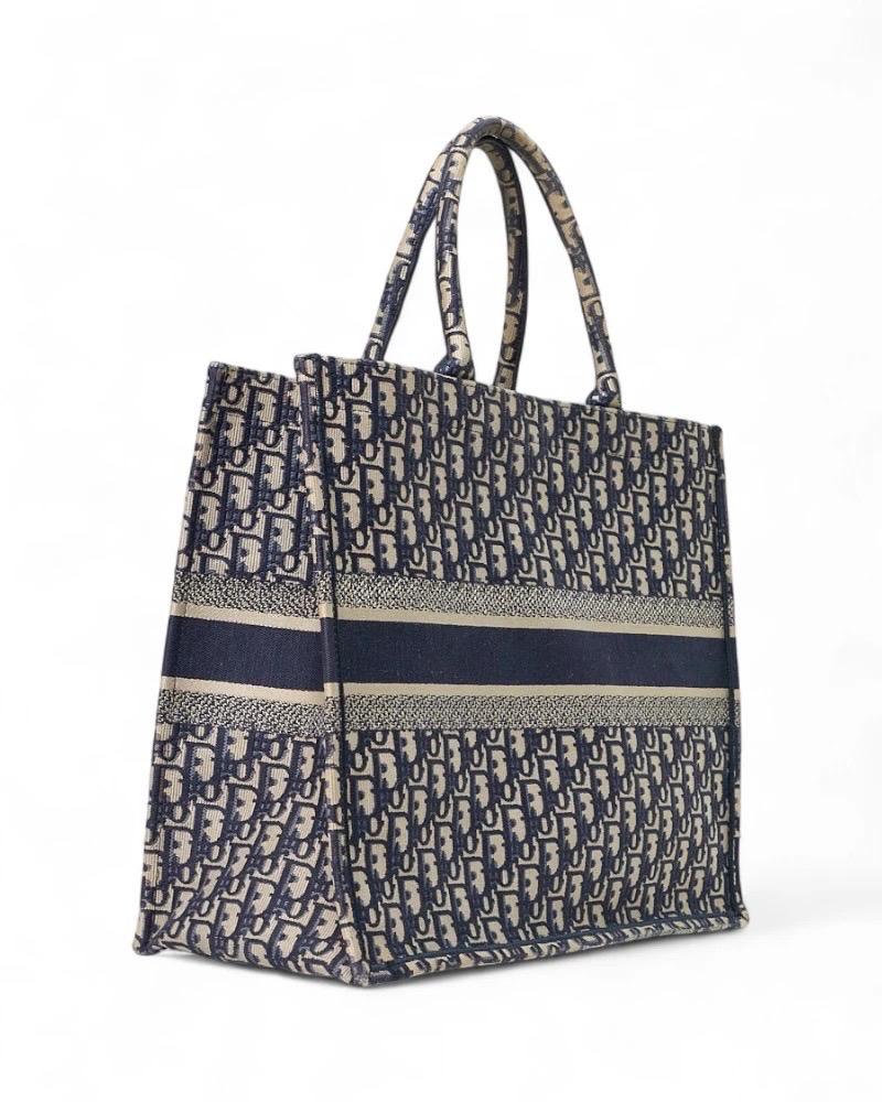 Dior Book Tote Large Jacquard Oblique Blu Pour femmes en vente