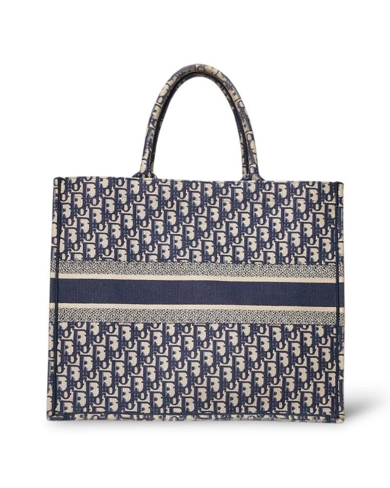 Dior Book Tote Large Jacquard Oblique Blu en vente 2