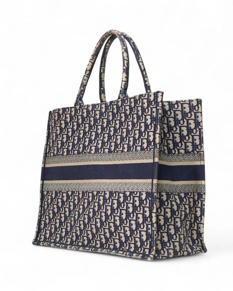 Dior Book Tote Large Jacquard Oblique Blu en vente 3