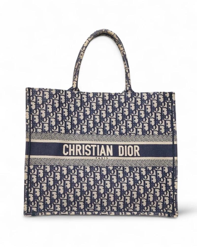 Dior Book Tote Large Jacquard Oblique Blu
