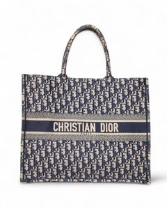 Dior Book Tote Large Jacquard Oblique Blu