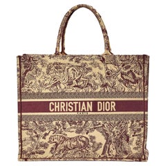 Dior Buch Tote Groß Toile De Jouy Sauvage Bordeaux