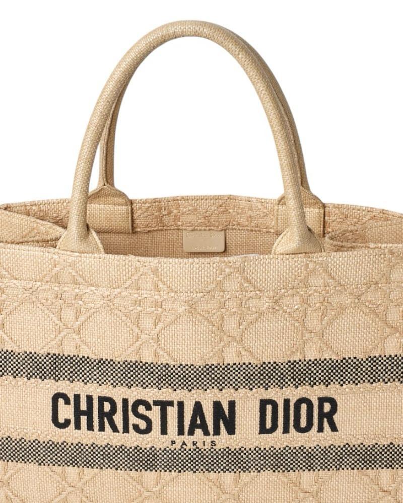 Dior Book Tote Medium Raffia Cannage Beige 6