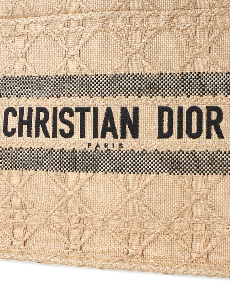 Dior Book Tote Medium Raffia Cannage Beige 7
